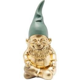 Deco Figurine Zwerg Sitting Gold Green 19cm Kare Design