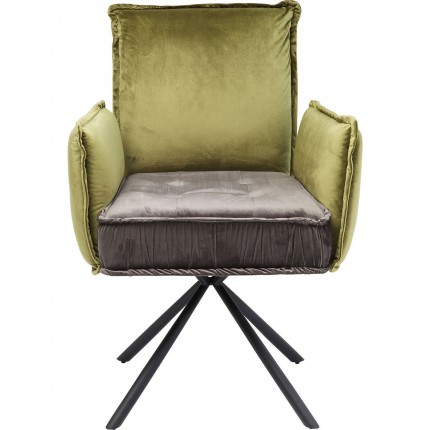 Chaise avec accoudoirs Chelsea verte et grise Kare Design