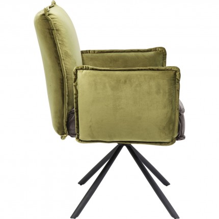 Chaise avec accoudoirs Chelsea verte et grise Kare Design