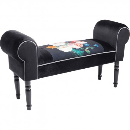 Banc Wing velours noir fleurs Kare Design