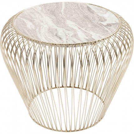 Table d'appoint Beam dorée marbre gris 43cm Kare Design