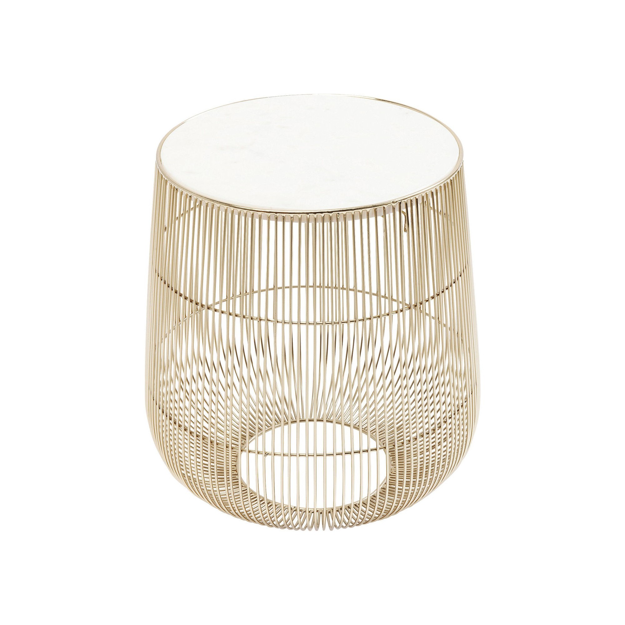 Table d'appoint Beam dorée marbre blanc 32cm Kare Design