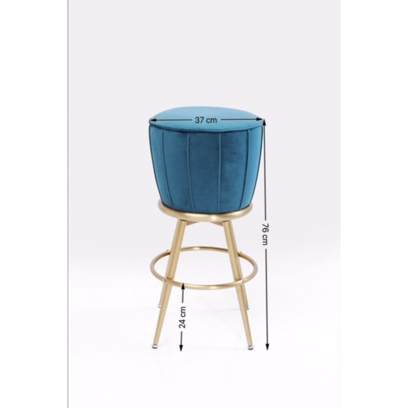 Tabouret de bar After Work velours bleu Kare Design