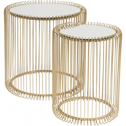 Tables d'appoint rondes Wire laiton set de 2 Kare Design