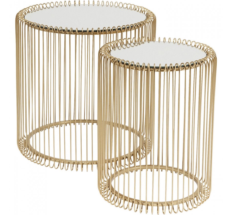 Tables d'appoint rondes Wire laiton set de 2 Kare Design Tables d'appoint rondes Wire laiton set de 2 Kare Design