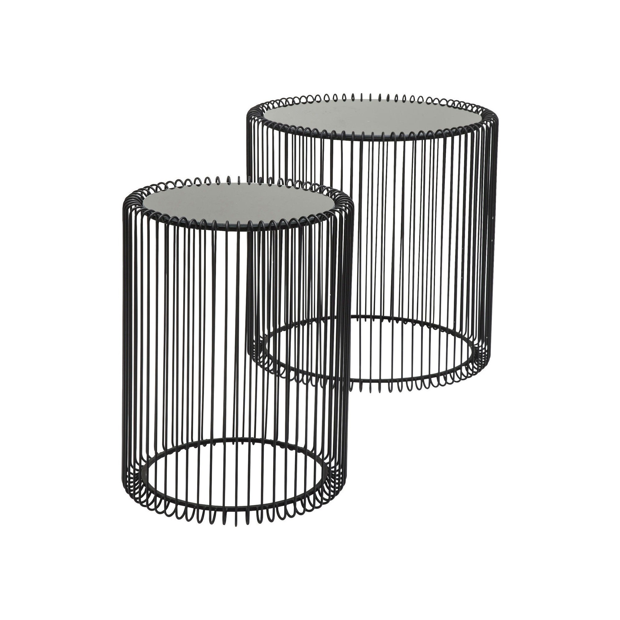 Tables d'appoint rondes Wire noires set de 2 Kare Design