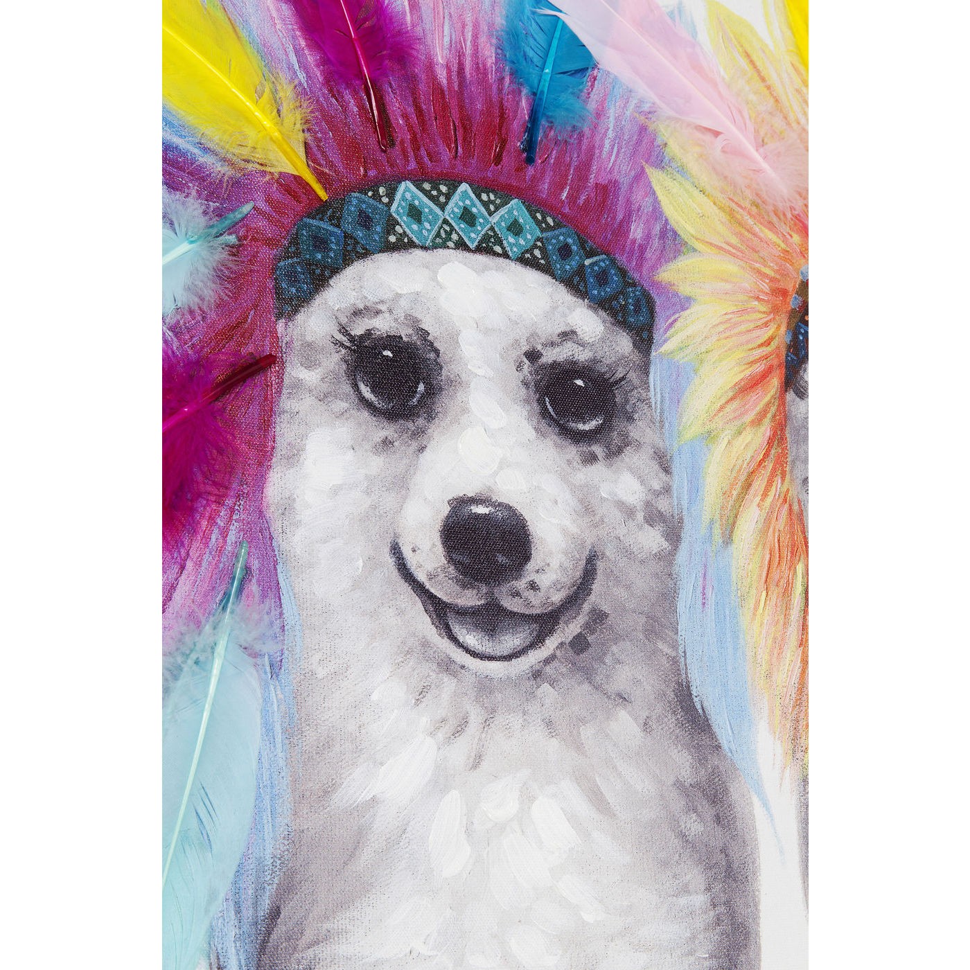 Tableau Touched chiens plumes 70x70cm Kare Design