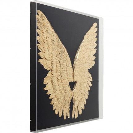 Tableau 3D ailes noires et dorées 120x120cm Kare Design