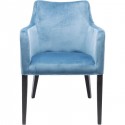 Chaise avec accoudoirs Mode pieds noirs velours bleu pétrole Kare Design