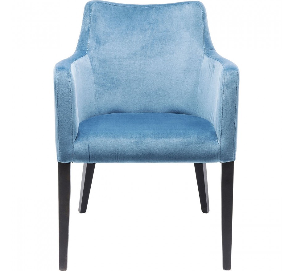 Chaise avec accoudoirs Mode pieds noirs velours bleu pétrole Kare Design