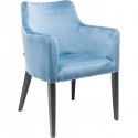 Chaise avec accoudoirs Mode pieds noirs velours bleu pétrole Kare Design