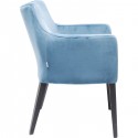 Chaise avec accoudoirs Mode pieds noirs velours bleu pétrole Kare Design