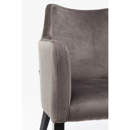 Chaise avec accoudoirs Mode pieds noirs velours gris Kare Design