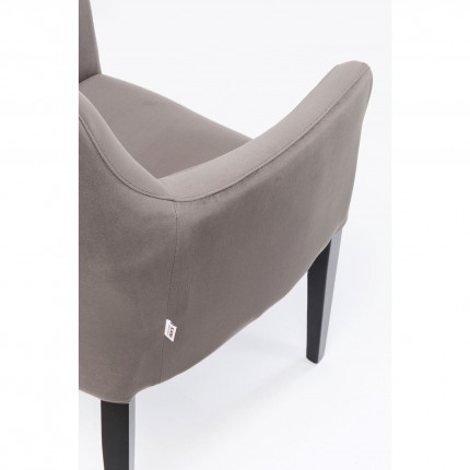 Chaise avec accoudoirs Mode velours grise Kare Design