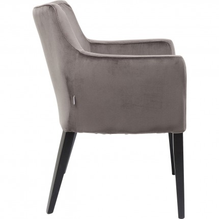 Chaise avec accoudoirs Mode pieds noirs velours gris Kare Design