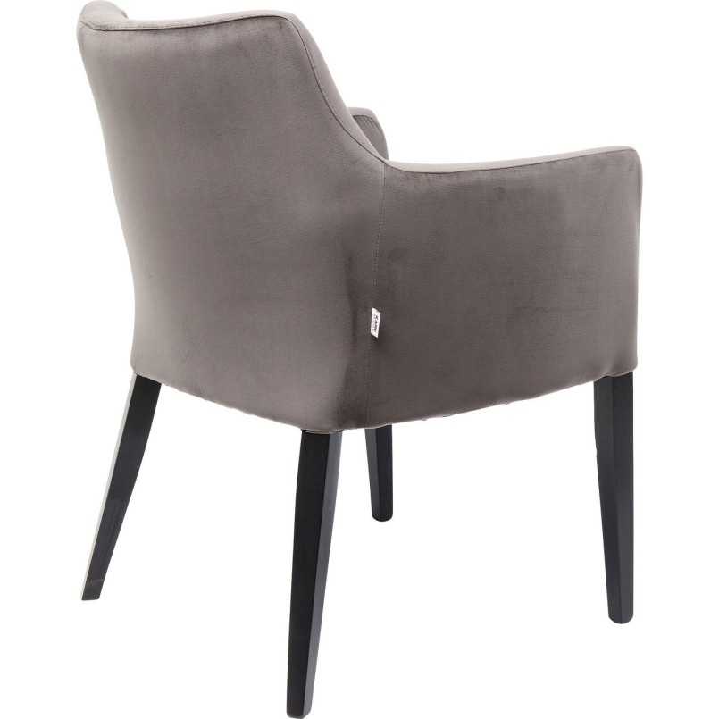 Chaise avec accoudoirs Mode velours grise Kare Design