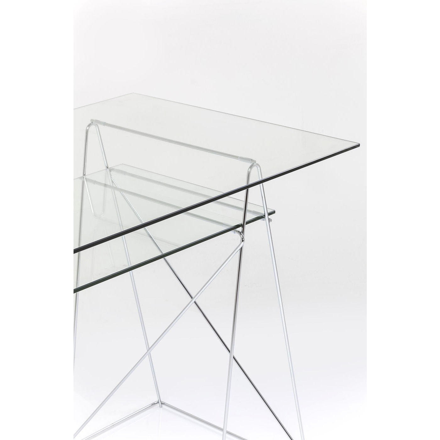 Bureau en verre Polar 135x65cm chromé Kare Design