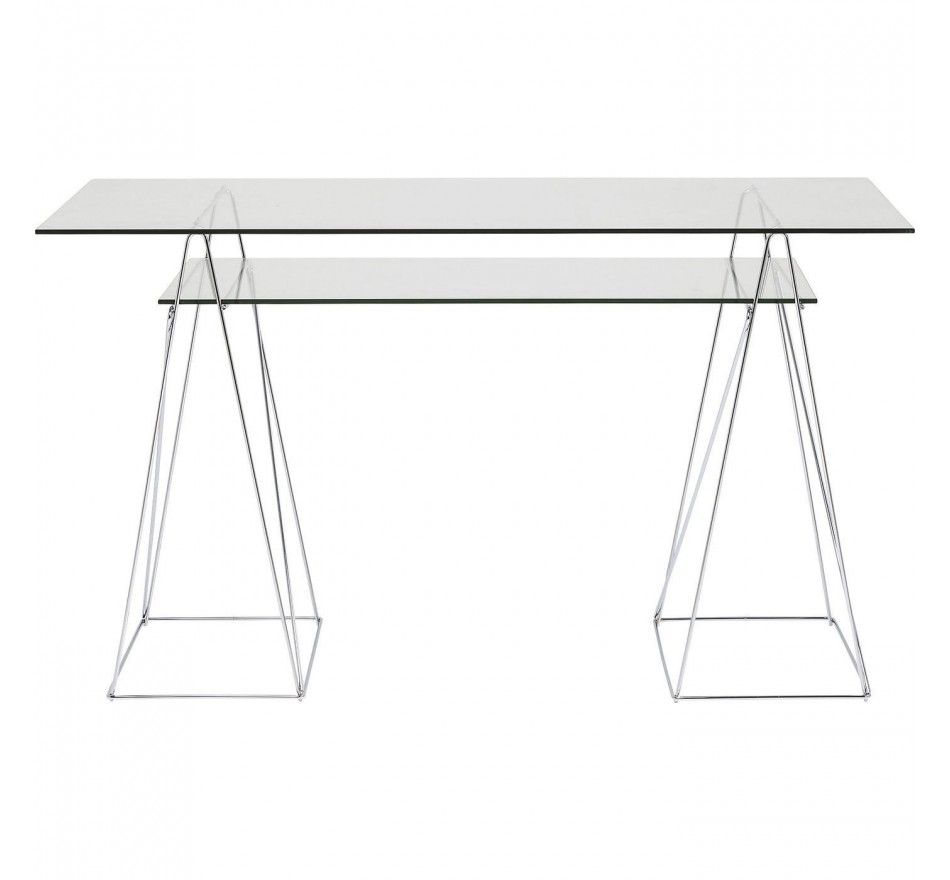 Bureau en verre Polar 135x65cm chromé Kare Design