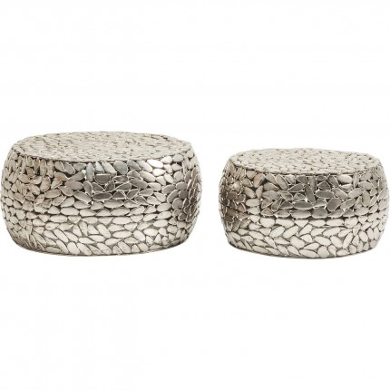 Tables basses Pebbles Deluxe set de 2 argent Kare Design