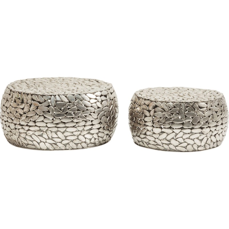 Table basse Pebbles Deluxe argenté (jeu de 2)