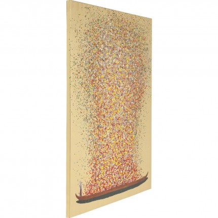 Tableau Touched fleurs pirogue doré 80x100cm Kare Design
