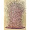 Tableau Touched fleurs pirogue 80x100cm doré et rose Kare Design