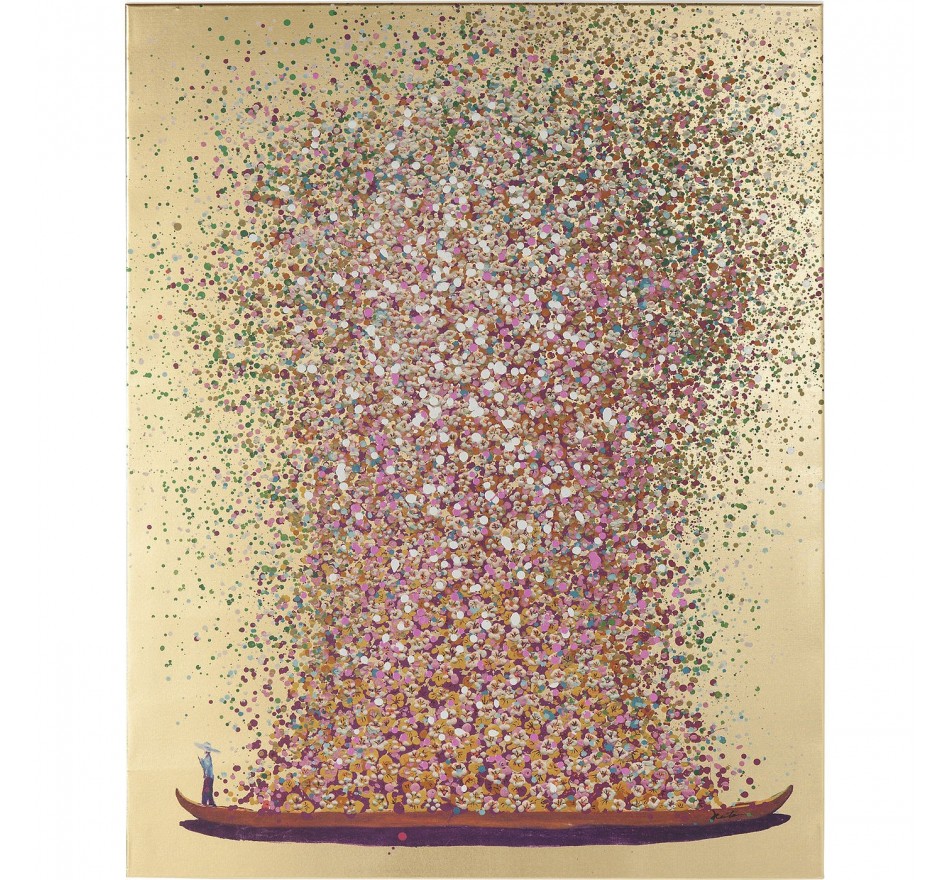 Picture Touched Flower Boat 120x160cm gold and pink Kare Design Picture Touched Flower Boat 120x160cm gold and pink Kare Design