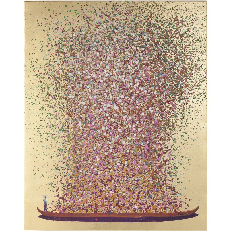 Picture Touched Flower Boat Gold Pink 160x120cm Kare Design