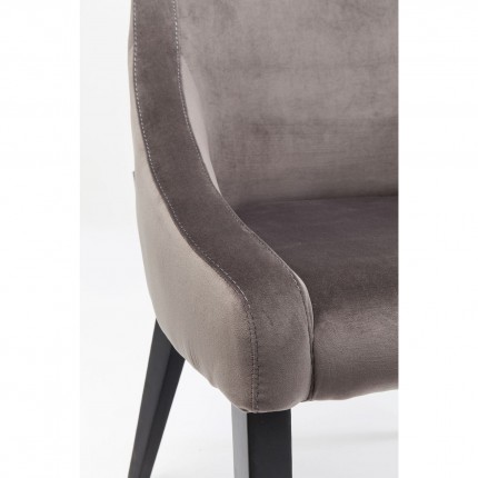 Chaise Mode pieds noirs velours gris Kare Design