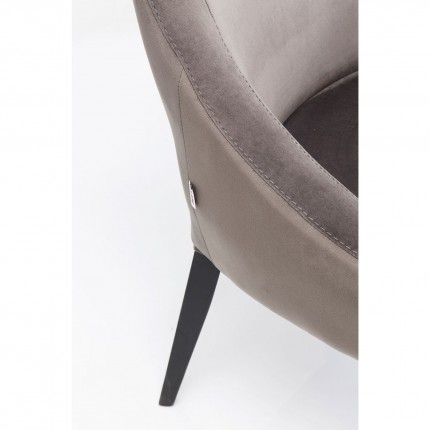 Chaise Mode pieds noirs velours gris Kare Design
