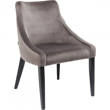 Chaise Mode pieds noirs velours gris Kare Design