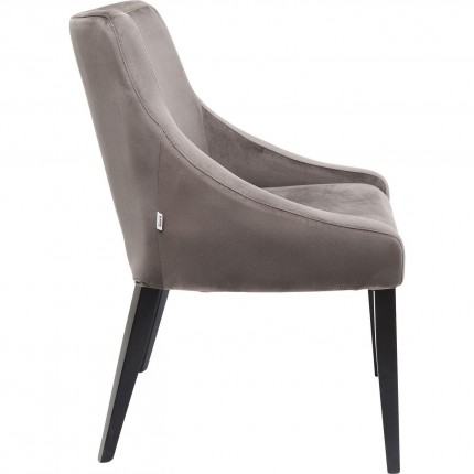 Chaise Mode pieds noirs velours gris Kare Design