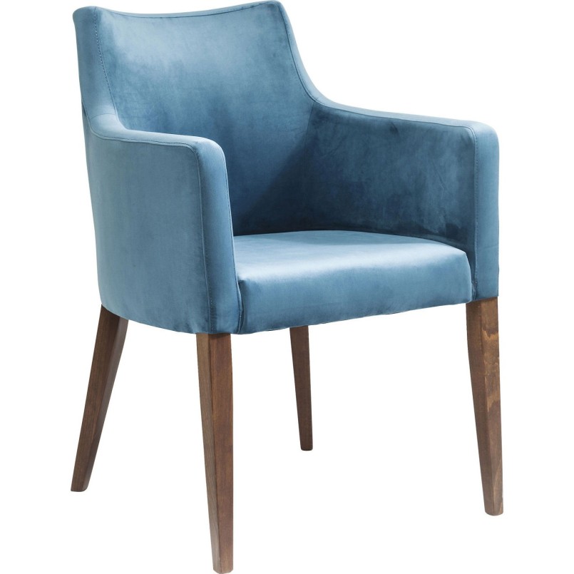 Chaise avec accoudoirs Mode Velvet pétrole Kare Design