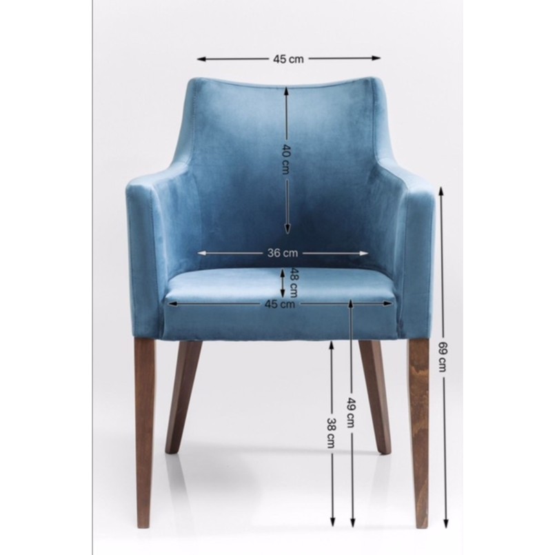 Chair with Armrest Mode Velvet Bluegreen Kare Design