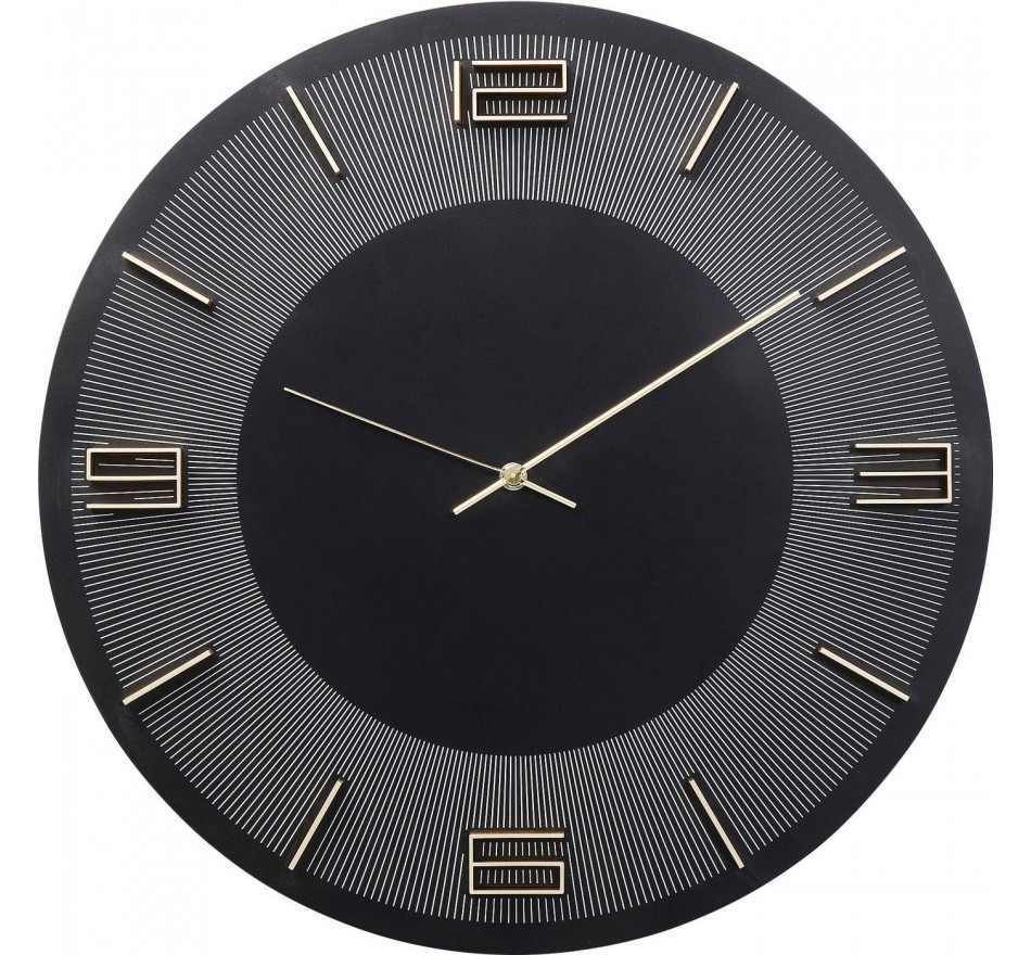 Horloge murale Leonardo noire et dorée Kare Design