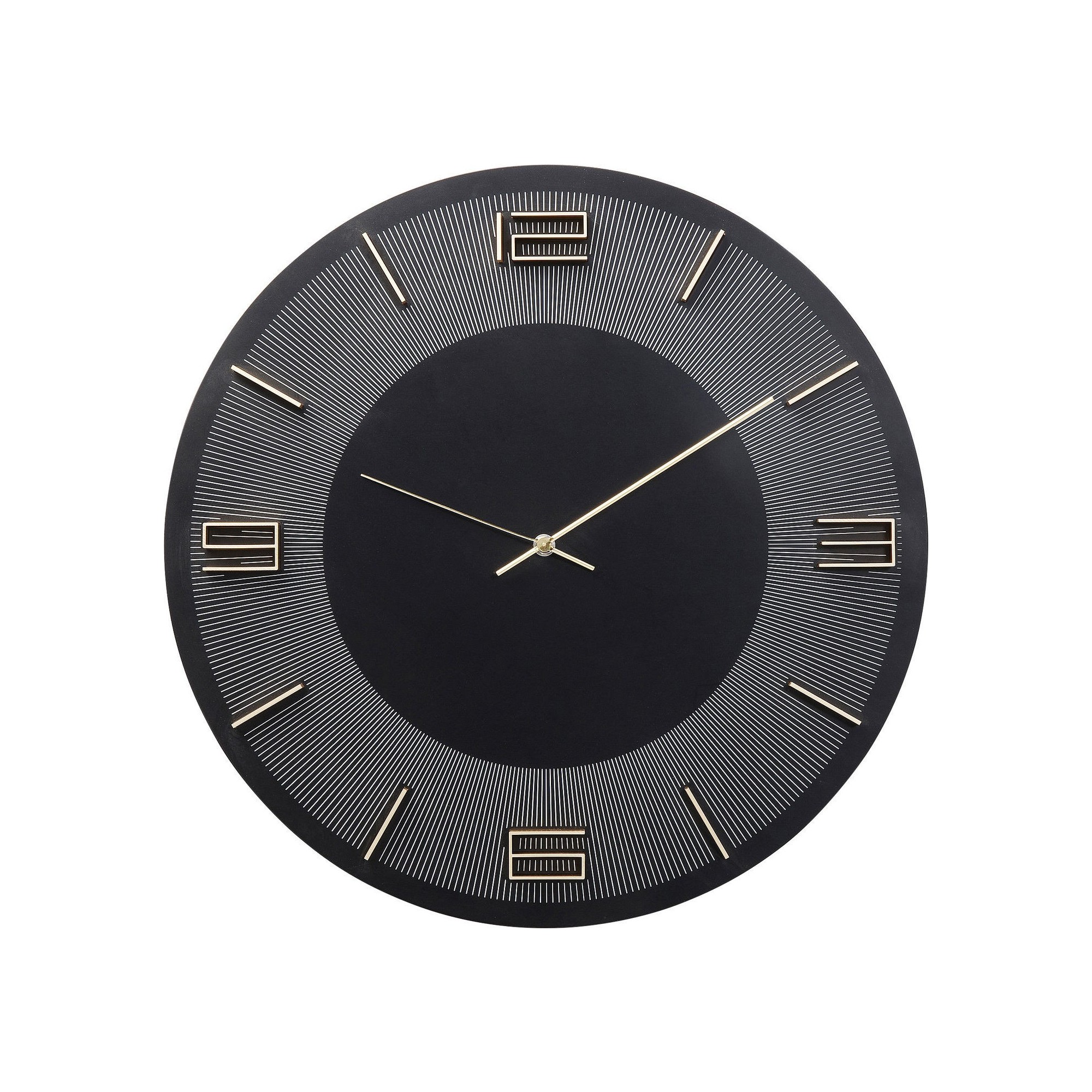 Horloge murale Leonardo noire et dorée Kare Design