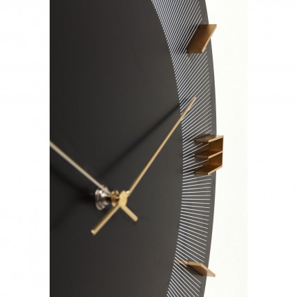 Horloge murale Leonardo noire et dorée Kare Design