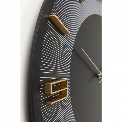Horloge murale Leonardo noire et dorée Kare Design