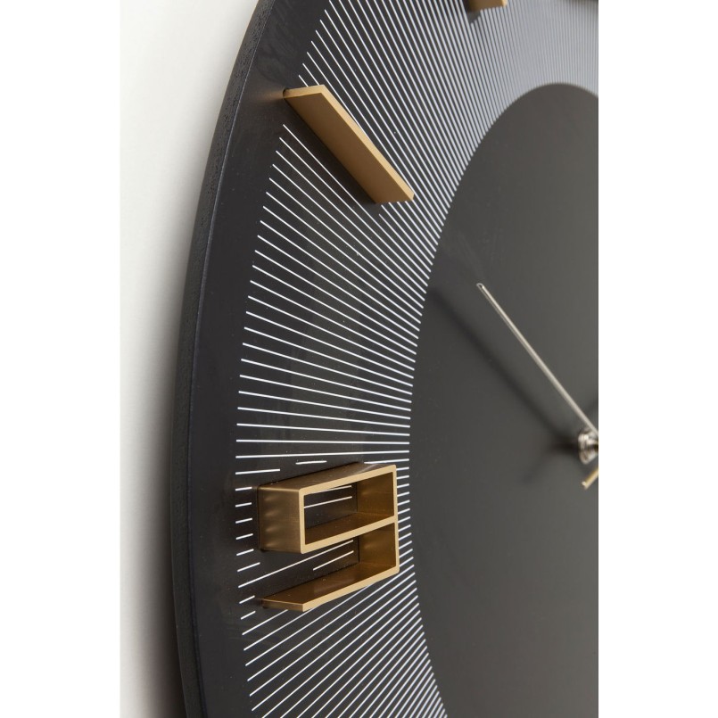 Wall Clock Leonardo Black/Gold Kare Design