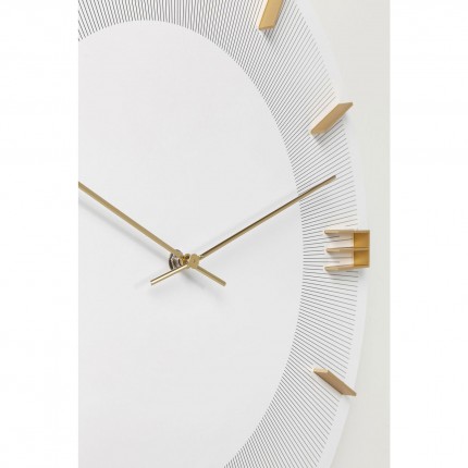 Horloge murale Leonardo blanche et dorée Kare Design