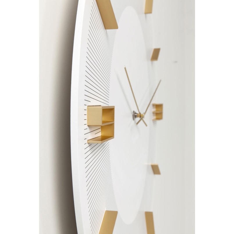 Wall Clock Leonardo White/Gold Kare Design