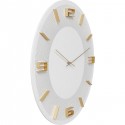 Horloge murale Leonardo blanche et dorée Kare Design