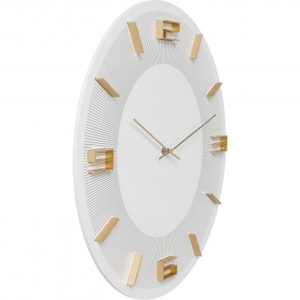 Horloge murale Leonardo blanche et dorée Kare Design