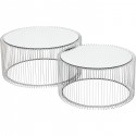 Tables basses rondes Wire argentées set de 2 Kare Design