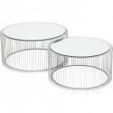 Tables basses rondes Wire set de 2 argentées Kare Design