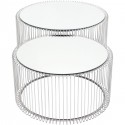 Tables basses rondes Wire argentées set de 2 Kare Design