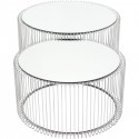 Tables basses rondes Wire argentées set de 2 Kare Design