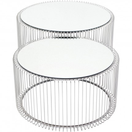 Tables basses rondes Wire set de 2 argentées Kare Design