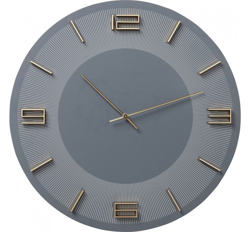 Horloge murale Leonardo grise et dorée Kare Design