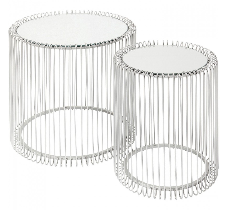 Tables d'appoint Wire argentées set de 2 Kare Design